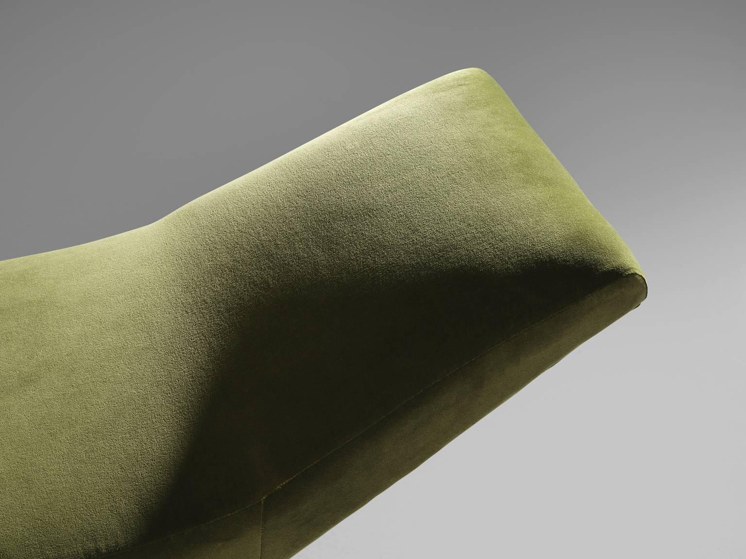 Italian Side Stool in Olive Green Velvet 1