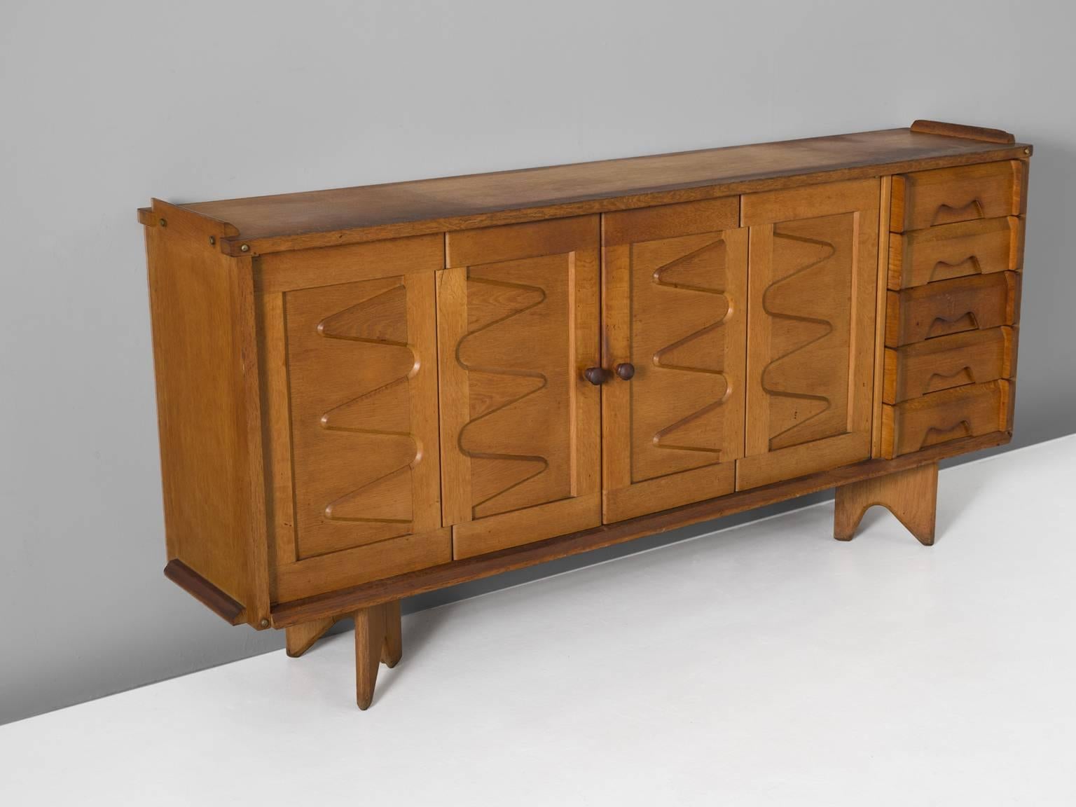 Mid-Century Modern Guillerme & Chambron Sideboard in Oak