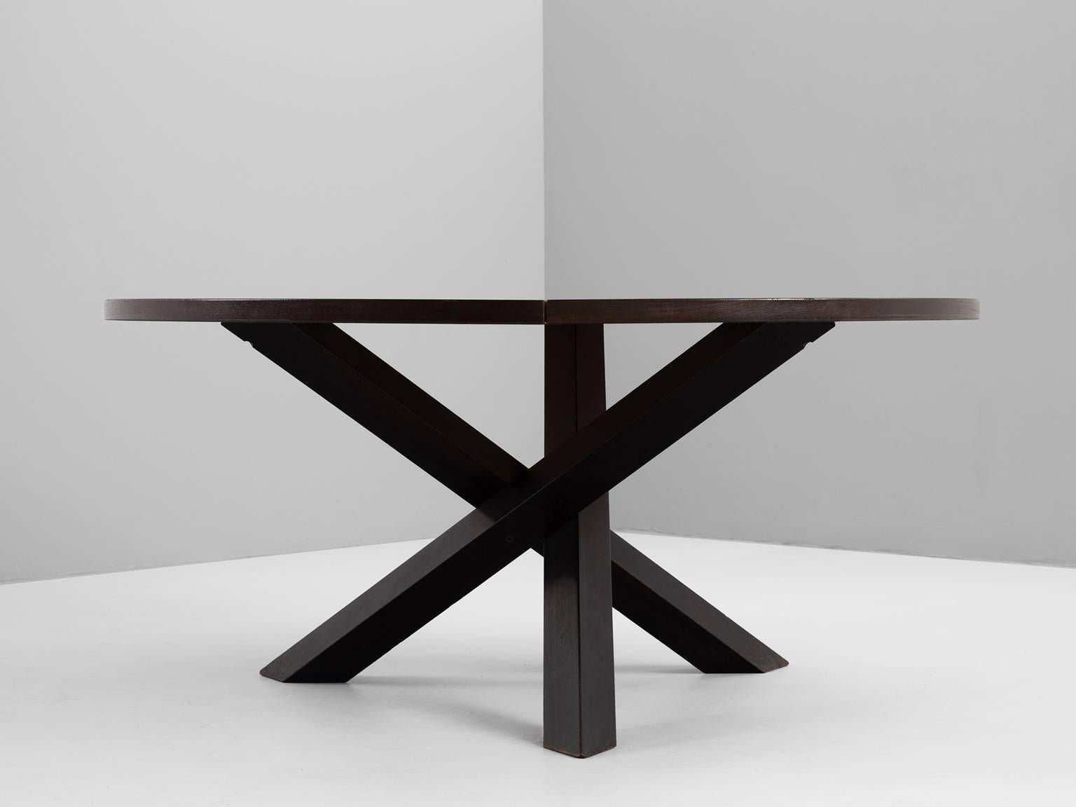 Mid-Century Modern Martin Visser Round Dining Table in Wengé for 't Spectrum
