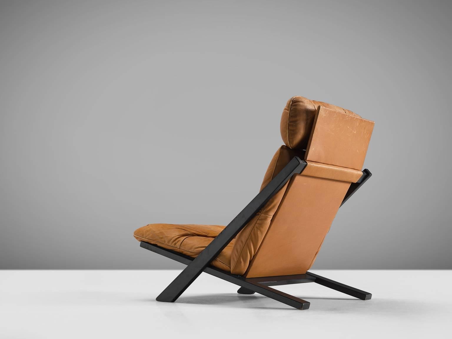 Swiss Ueli Berger Cognac Leather Lounge Chair for De Sede