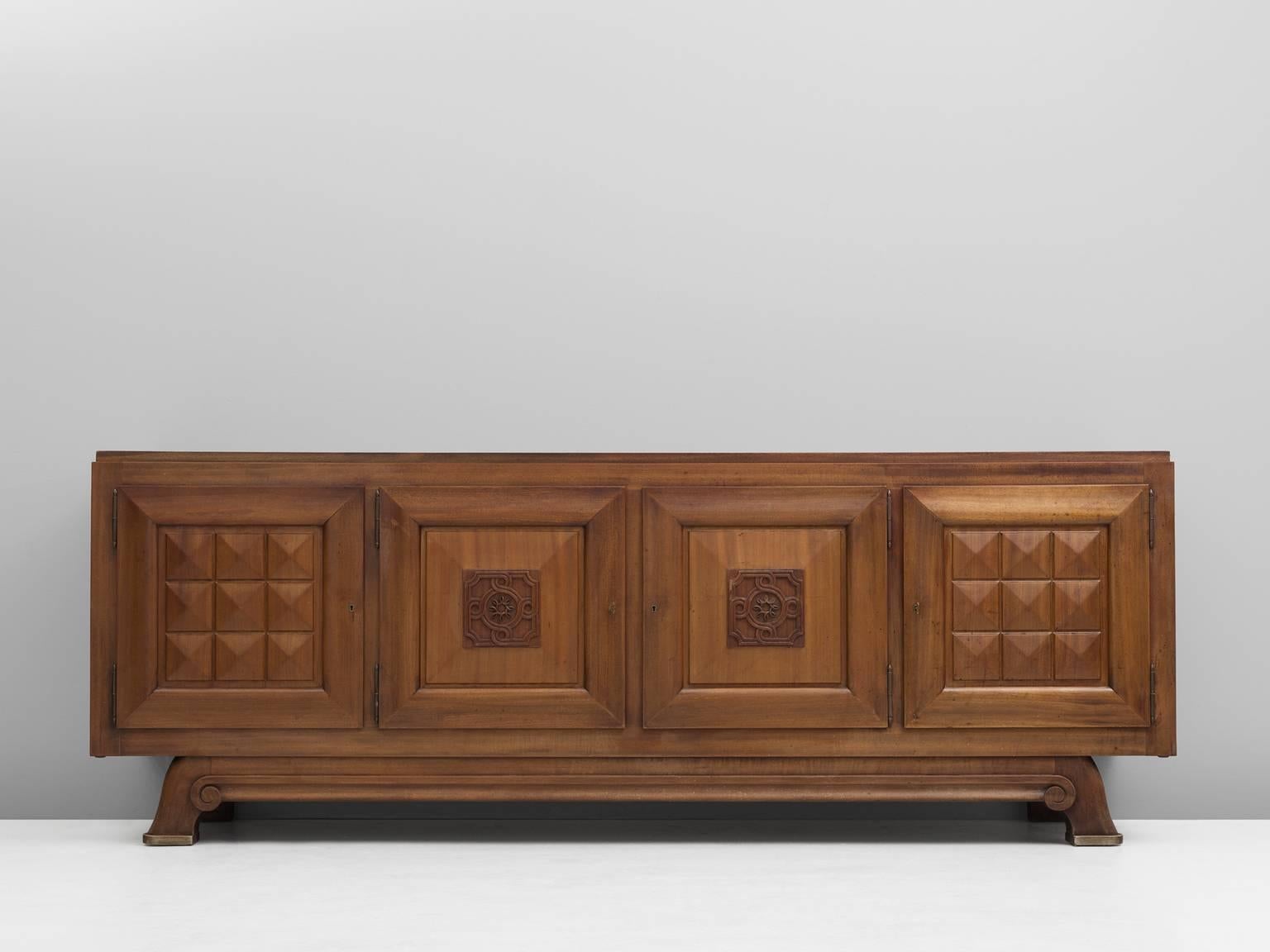 French Gaston Poisson Large Art Deco Credenza