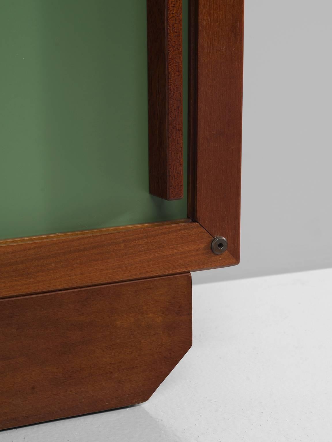 André Sornay Olive Green and Teak Low Cabinet 2