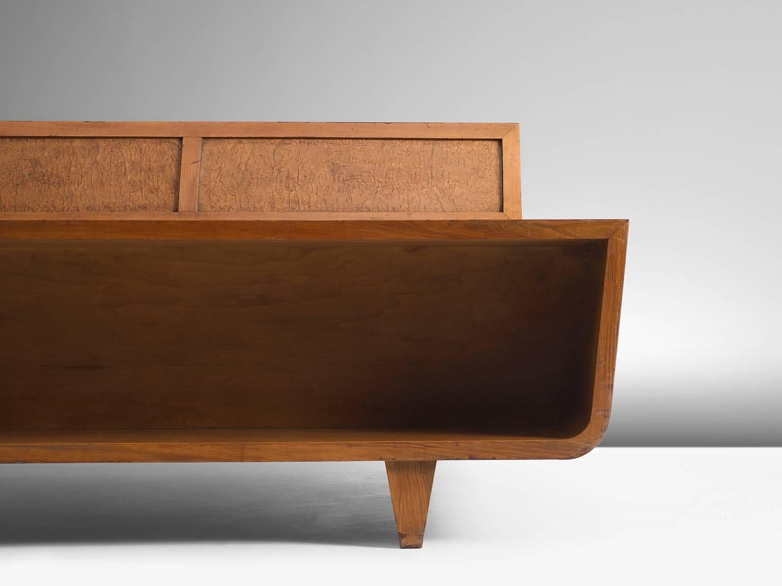 Mid-20th Century Free-Standing Italian Three-Seat Sofa in Walnut