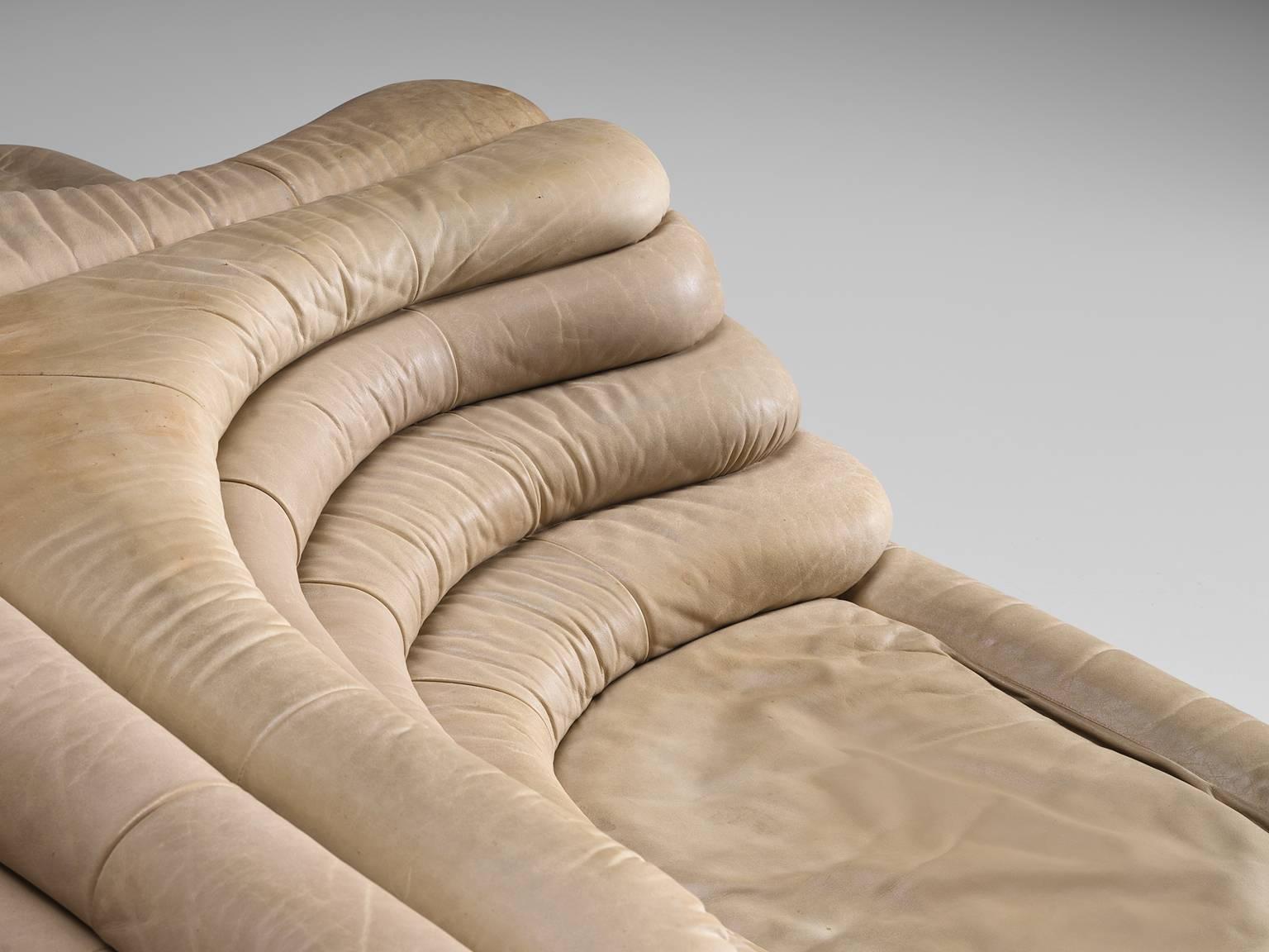 Leather Ubald Klug Set of Four Patinated 'Landscapes' by De Sede