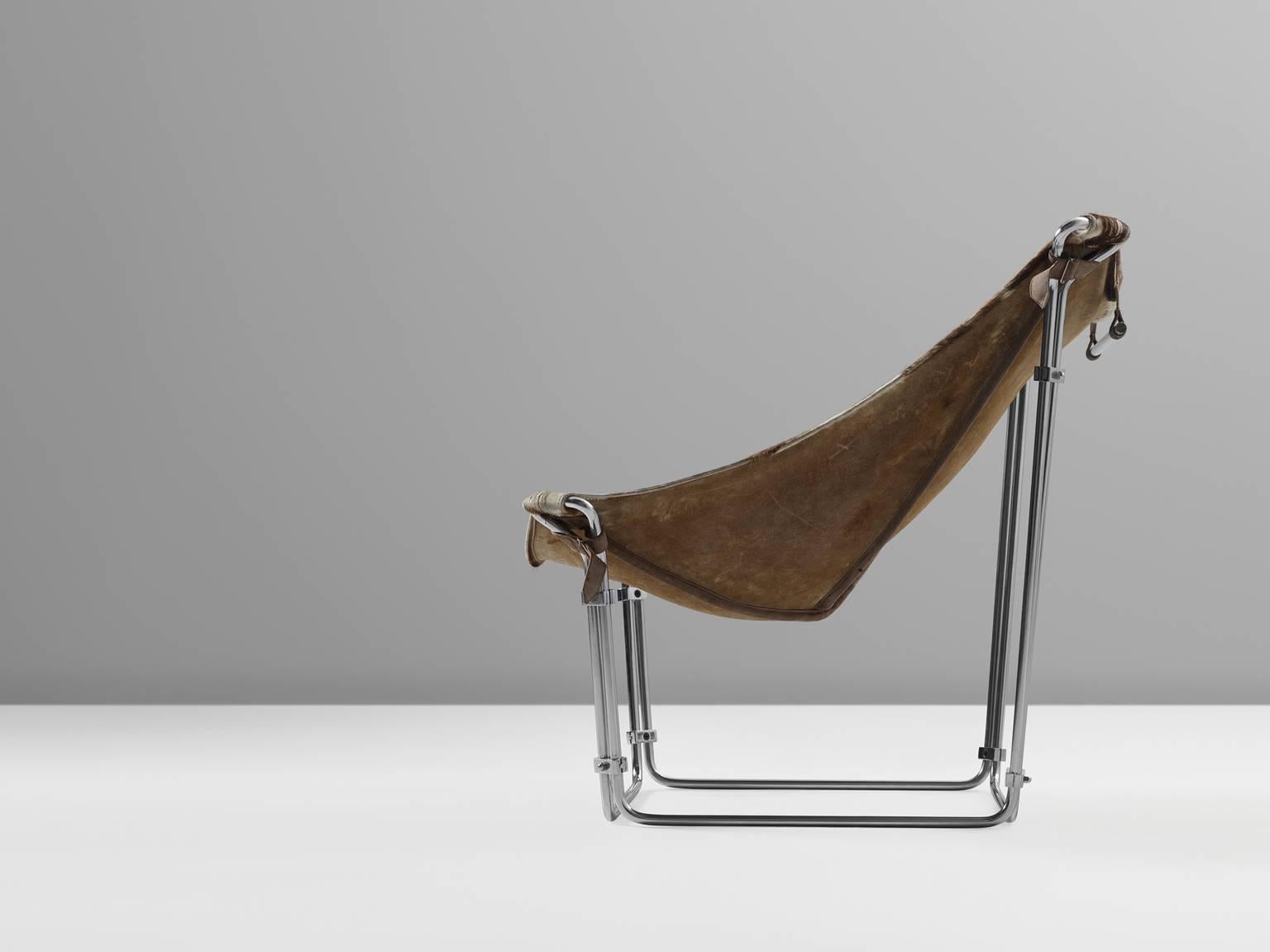 Mid-Century Modern Kwok Hoi Chan Cow Hide Tubular Chair for Steiner, Paris