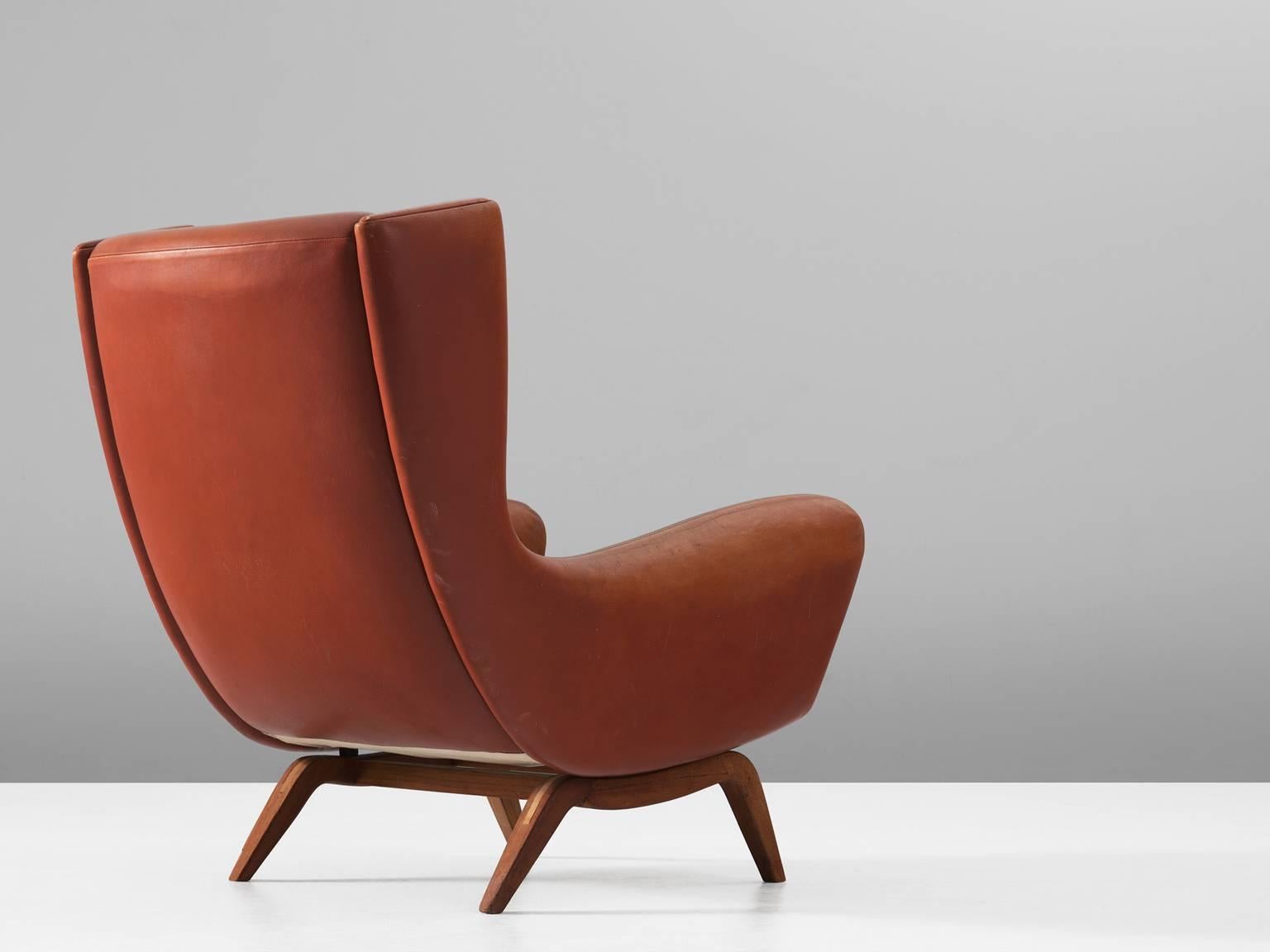 Mid-Century Modern Illum Wikkelso Lounge Chair in Cognac Leather