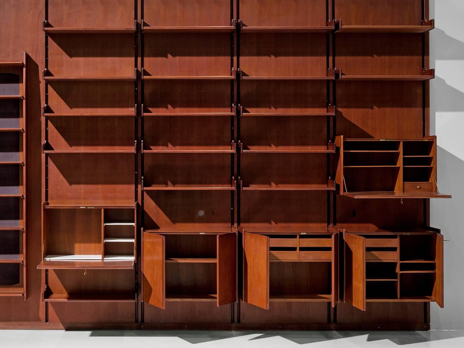 Mid-Century Modern Large Italian Bookcase in Teak
