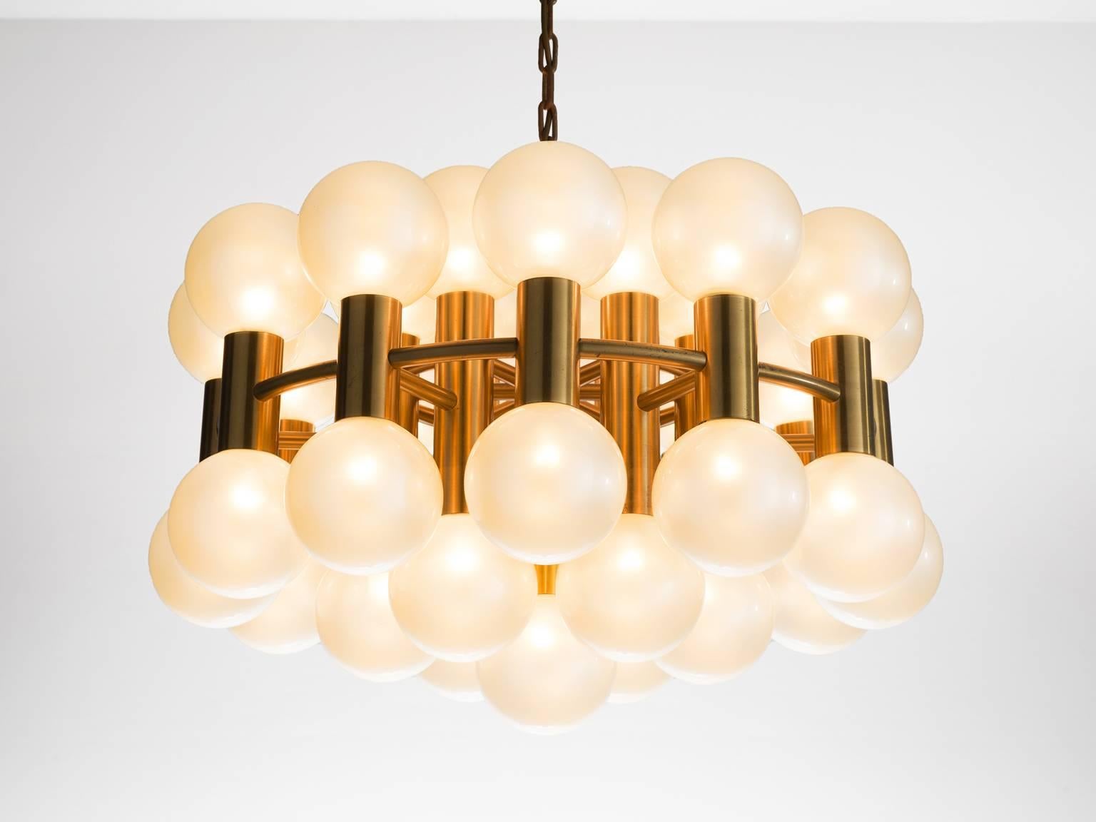 Mid-Century Modern Motoko Ishii Pearl and Brass Chandelier for Staff, Germany