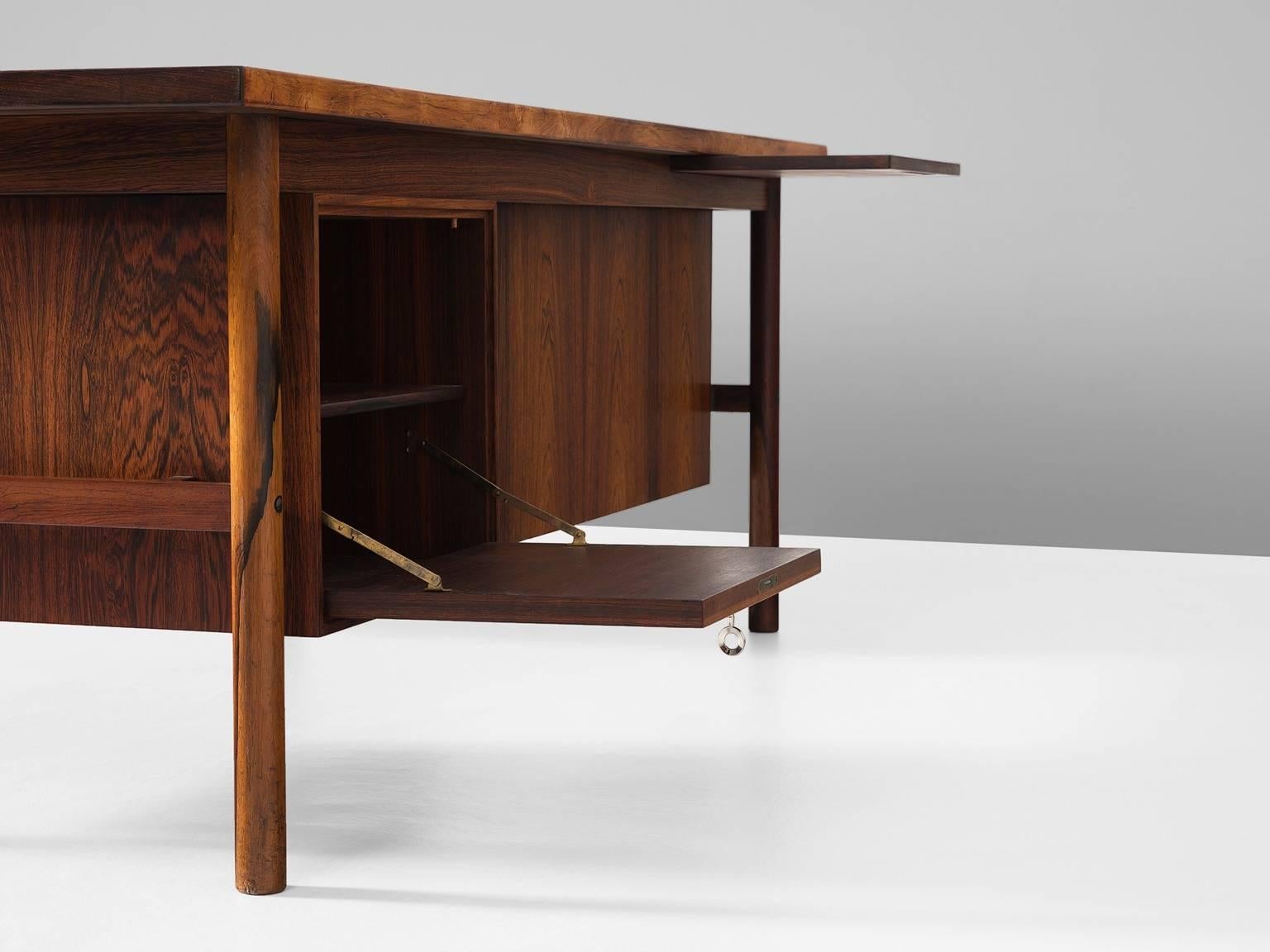 Wood Ib Kofod-Larsen Freestanding Executive Desk in Rosewood