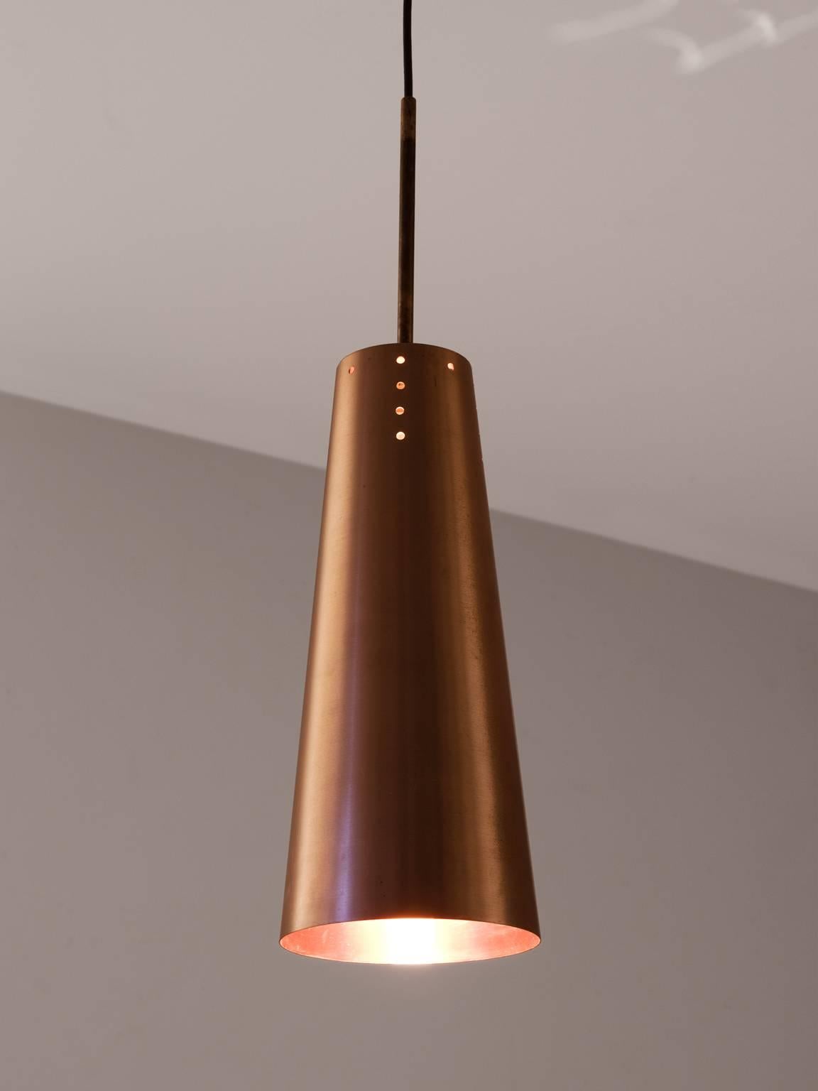 Mid-Century Modern Set of Four Solid Copper Pendants