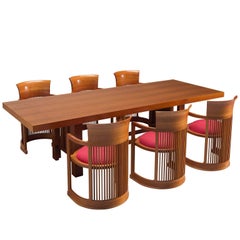Frank Lloyd Wright 'Taliesin' Dining Table and Barrel Chairs for Cassina