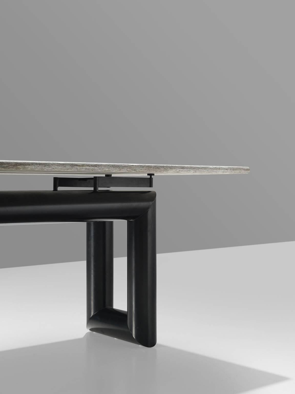 Mario Botta 'Terzo' Table with Grey Stone Top, 1983 In Good Condition In Waalwijk, NL