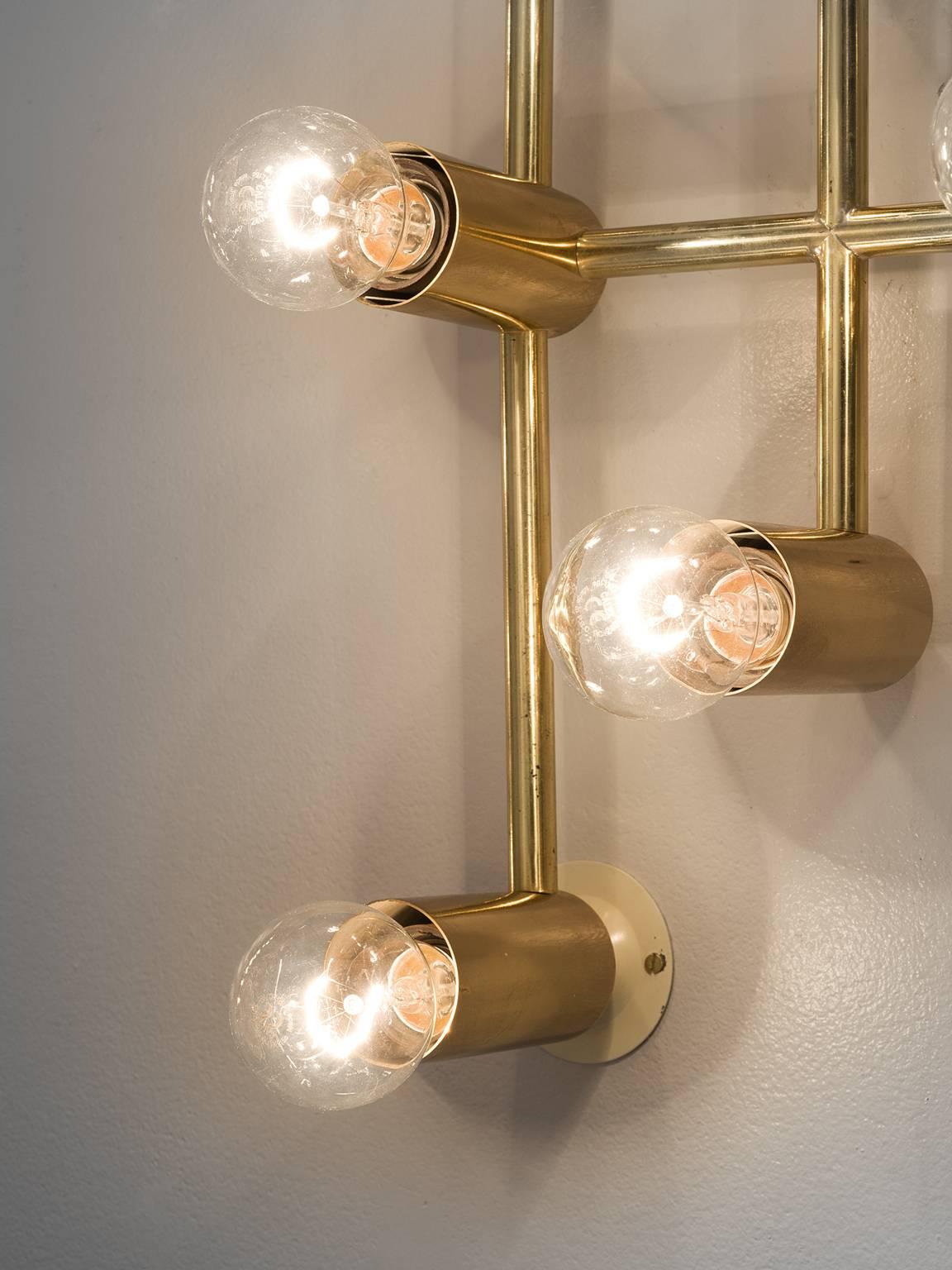 Set of Eight Brass Wall Lights In Good Condition In Waalwijk, NL