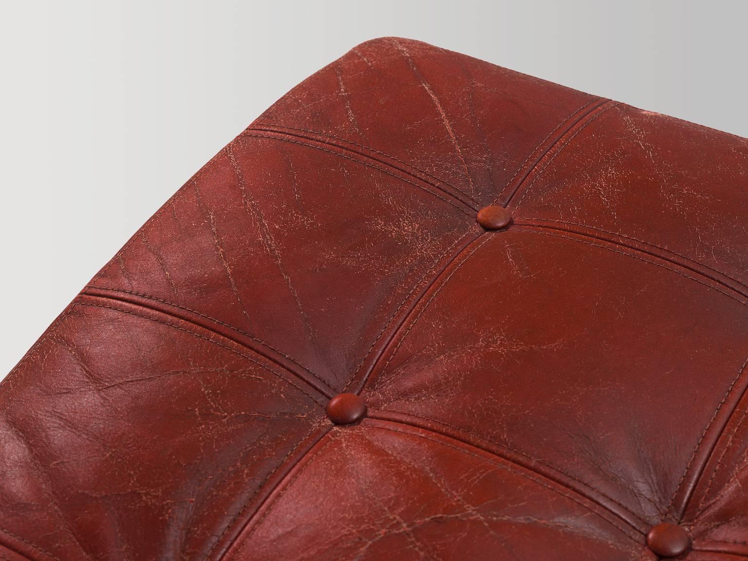 Mid-20th Century Torben Lind & Ole Gjerløv-Knudsen Red Leather Easy Chairs