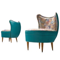 Pair of Italian Easy Chairs in Turqouoise Leatherette