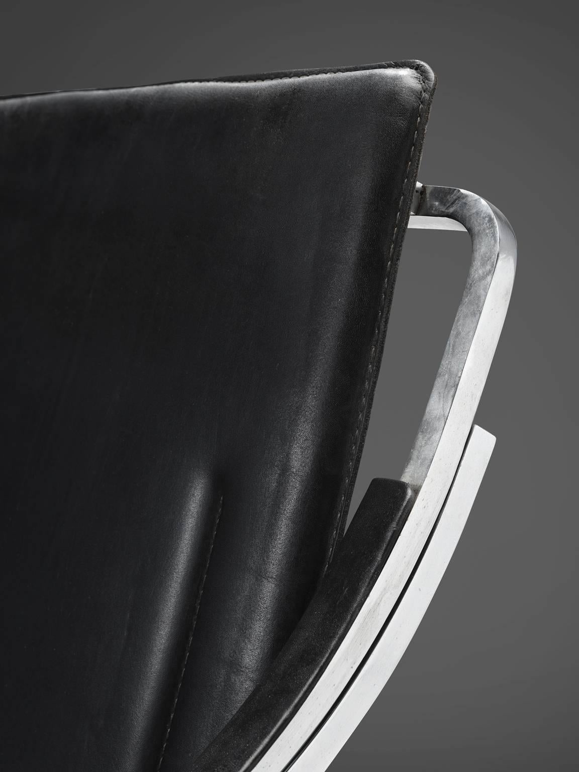 Steel Marco Zanuso for Arflex 'Fourline' in Leather