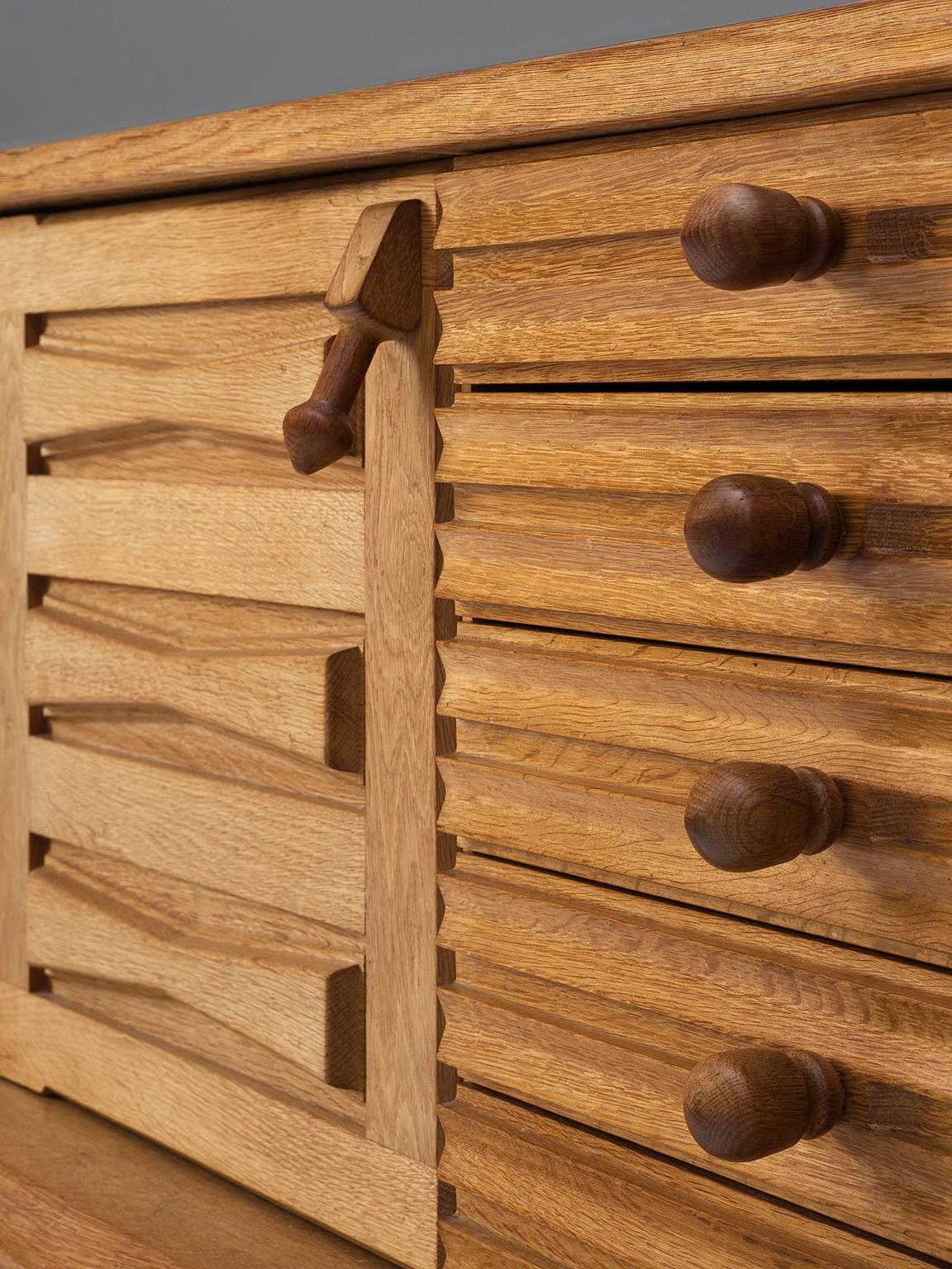 Mid-20th Century Guillerme and Chambron Credenza in Oak