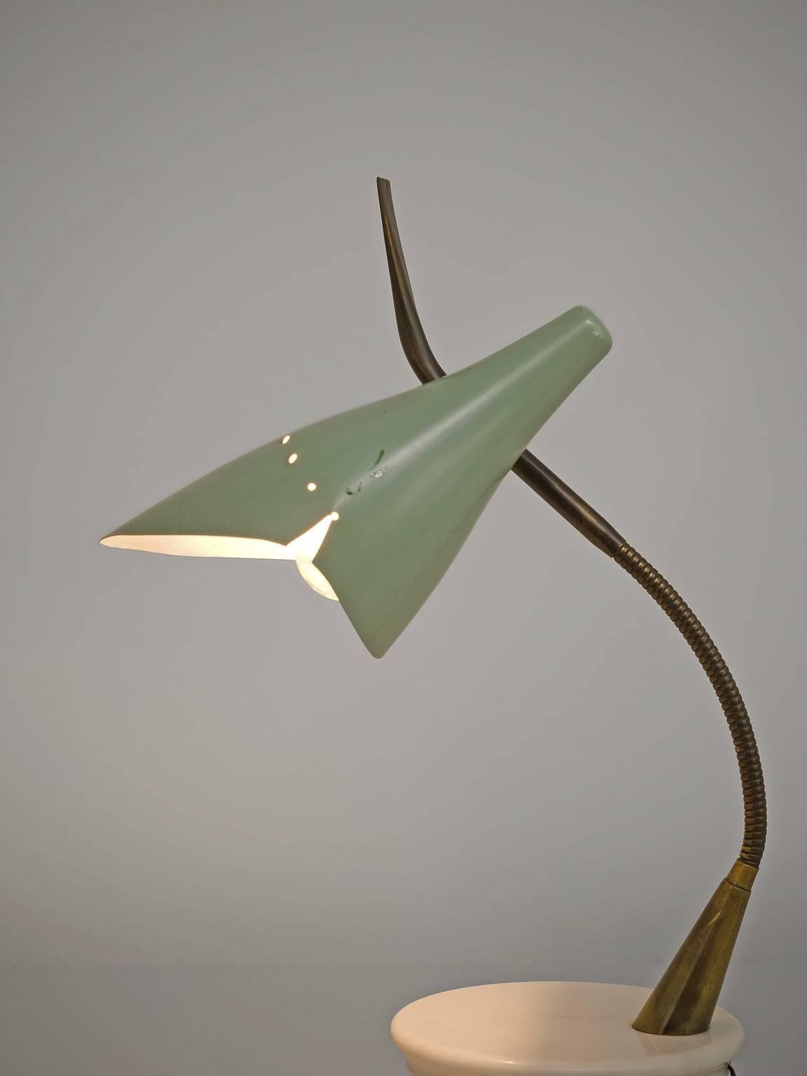 Mid-Century Modern Turquoise Oscar Torlasco Marble Table Lamp for Lumen