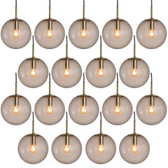 Set of Brass Pulegoso Pendants in Brass and Glass