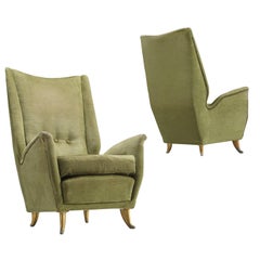 Pair of Italian High Back Lounge Chairs by ISA