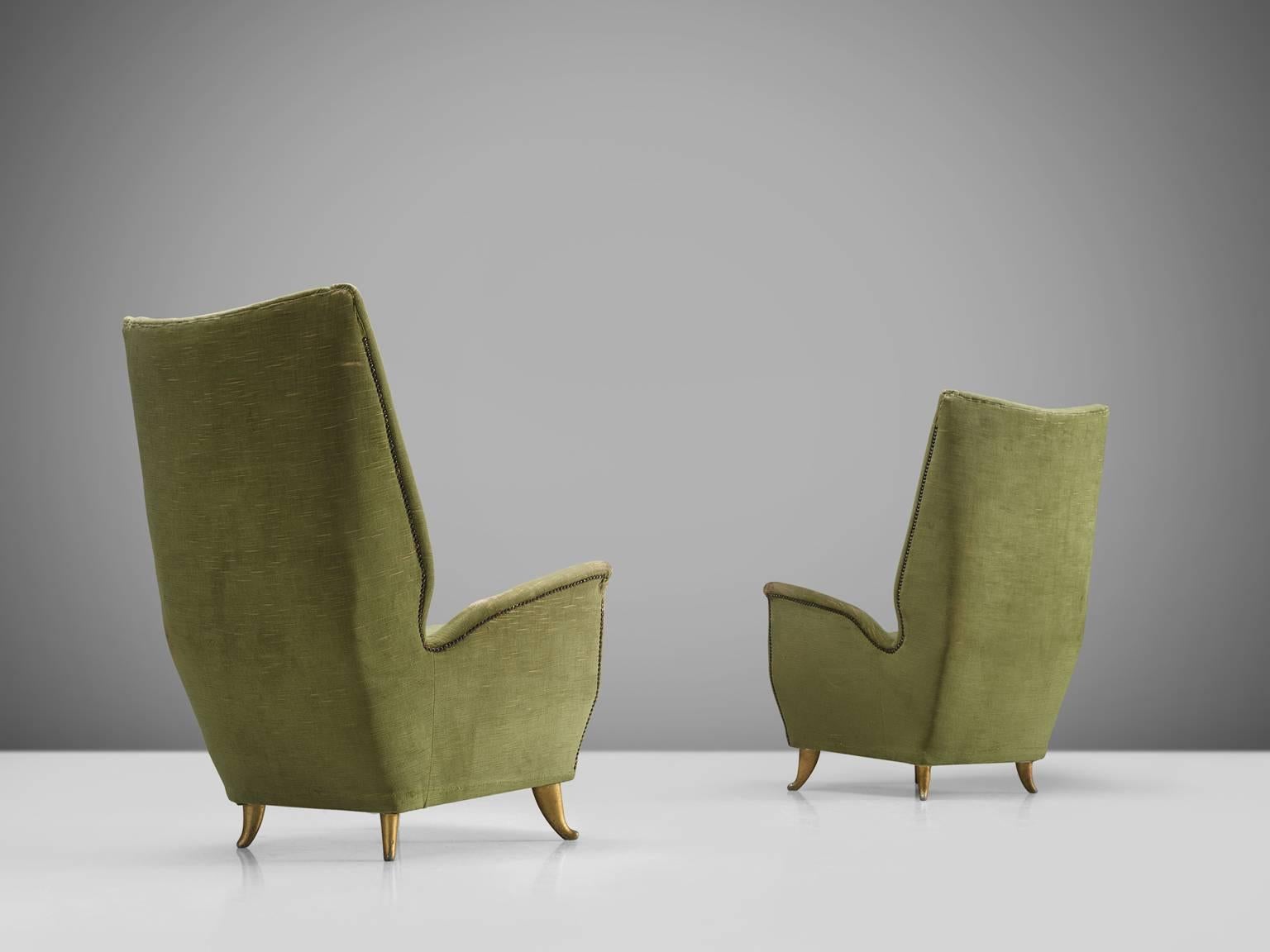 Mid-Century Modern Pair of Italian High Back Lounge Chairs by ISA