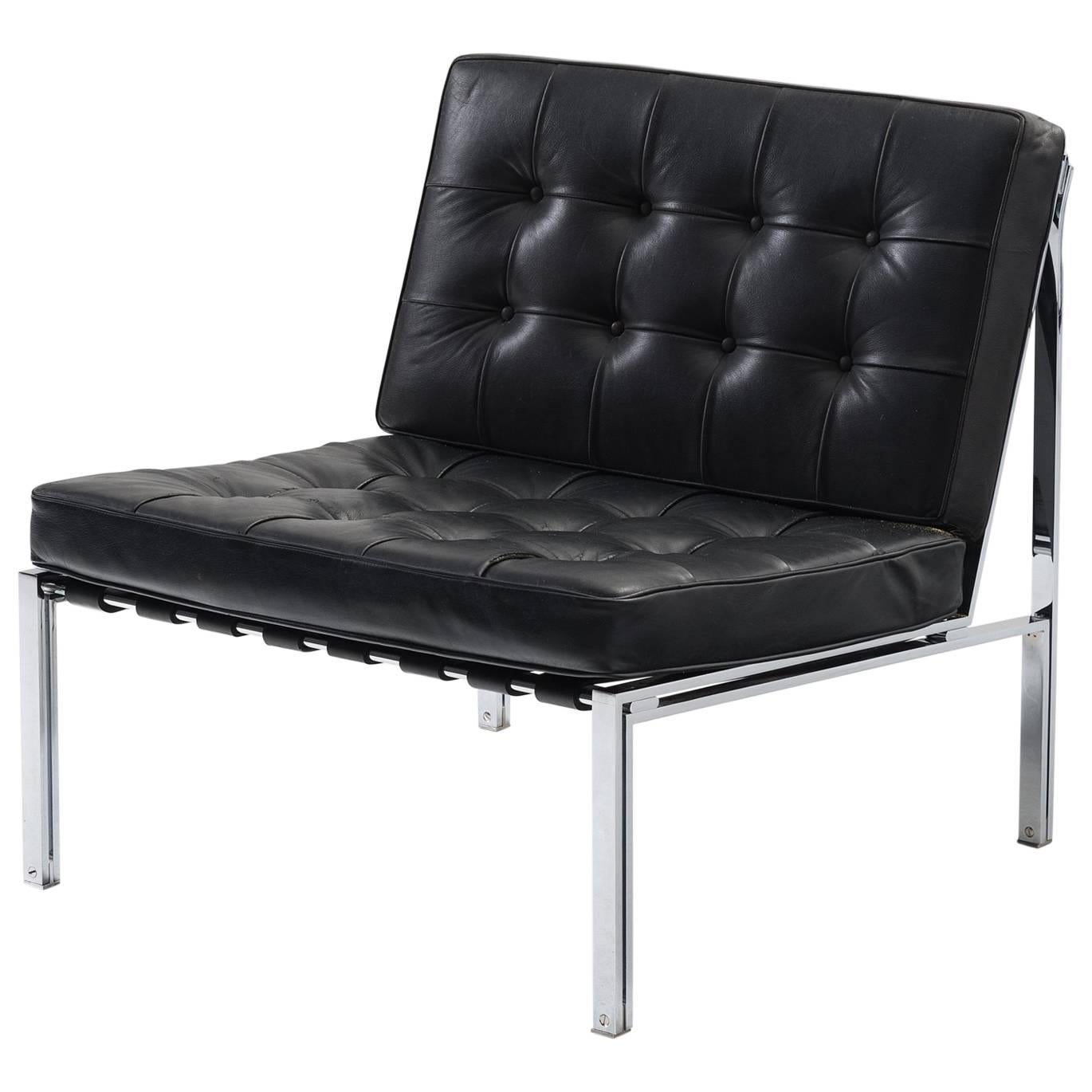 Kurt Thut Easy Chair in Black Leather for De Sede