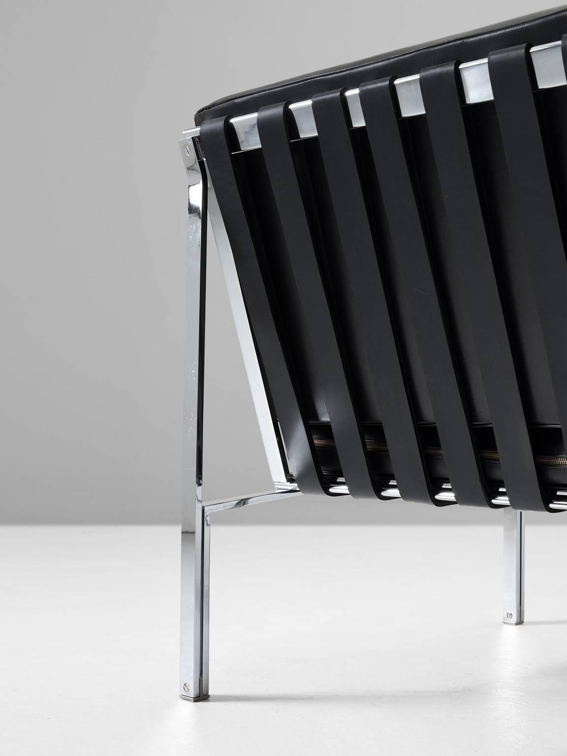 Swiss Kurt Thut Easy Chair in Black Leather for De Sede
