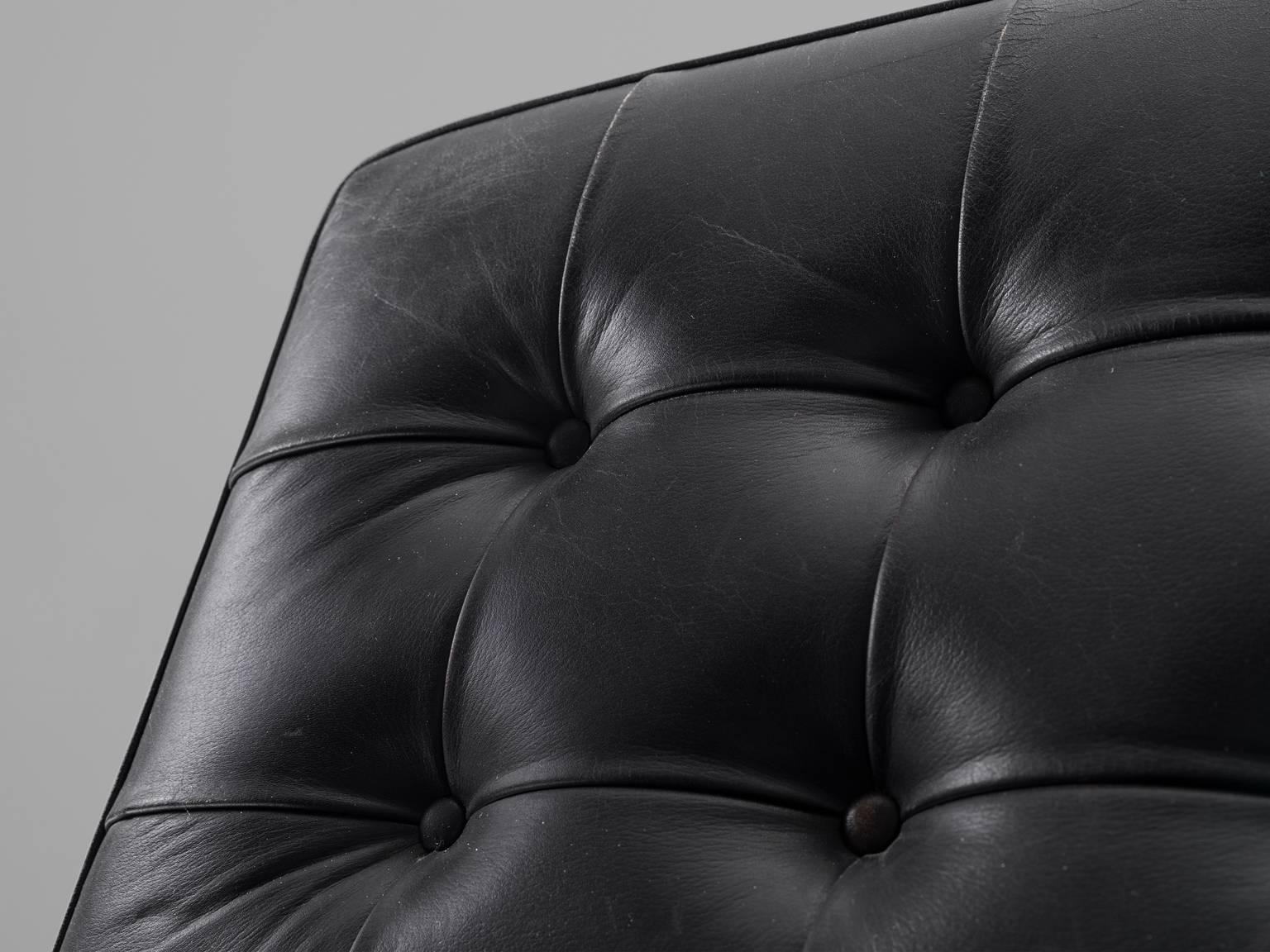 Metal Kurt Thut Easy Chair in Black Leather for De Sede