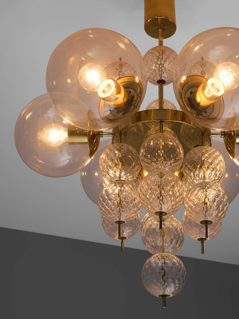 Set of Nine Brass and Glass Chandeliers For Sale at 1stDibs