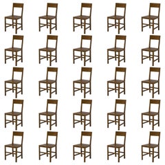 Set of 60 Solid Oak Belgian Court Chairs