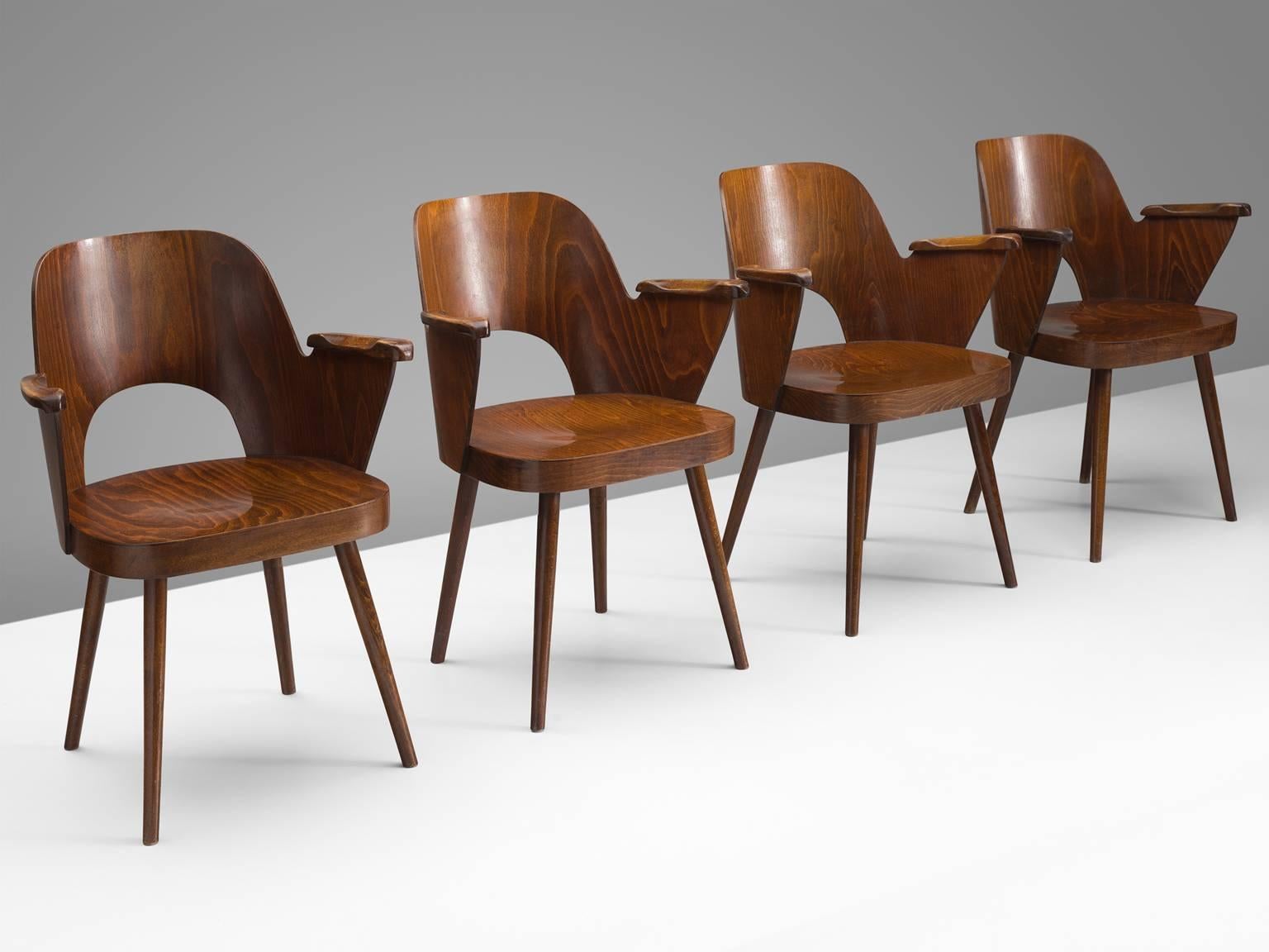 Mid-Century Modern Lubomír Hofmann Set of Four Armchairs for TON