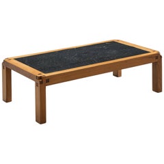 Pierre Chapo Elm and Lava Stone Coffee Table