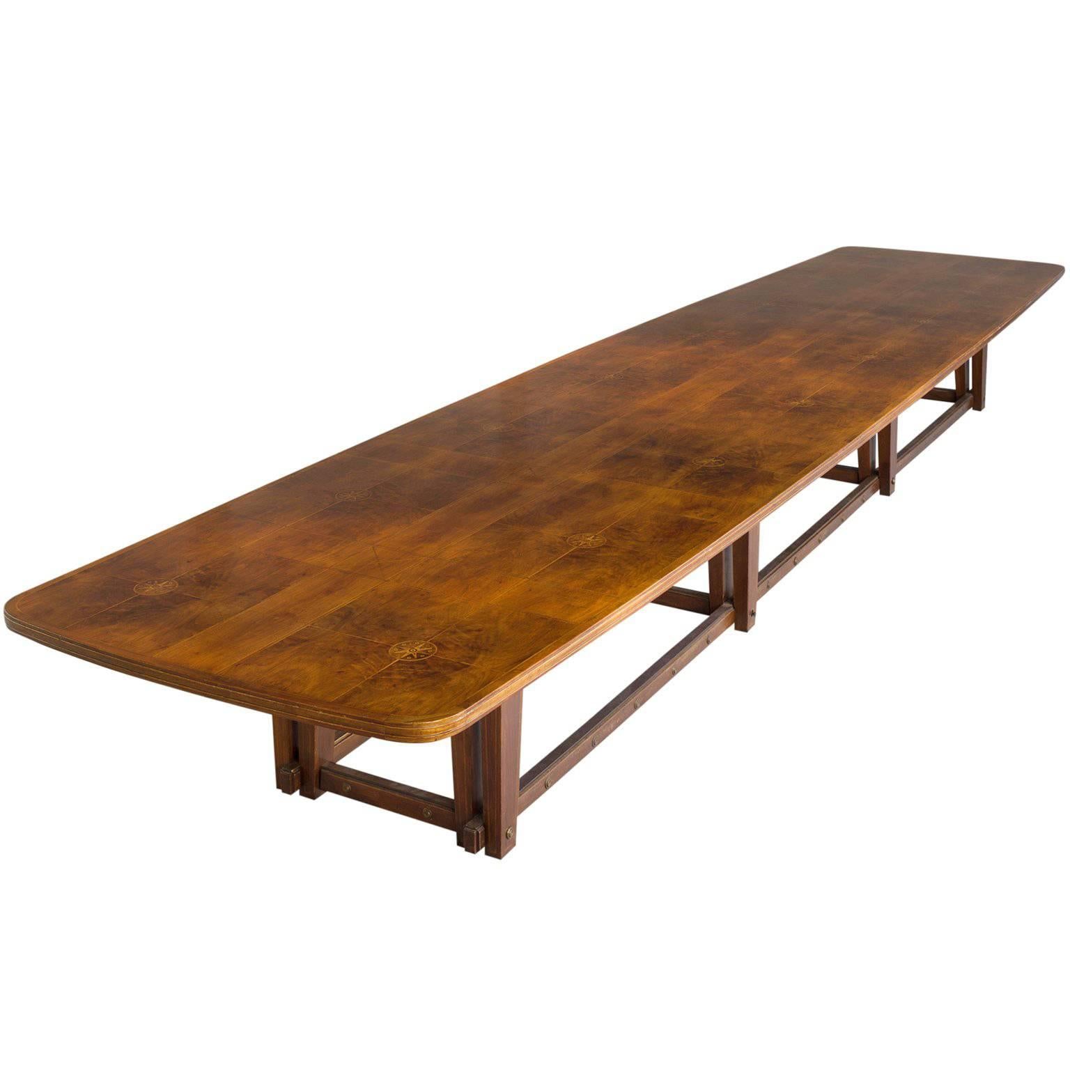 Large Conference Table in Walnut with Inlay