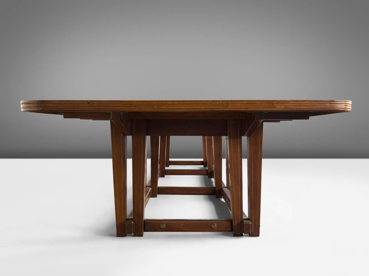 European Large Conference Table in Walnut with Inlay