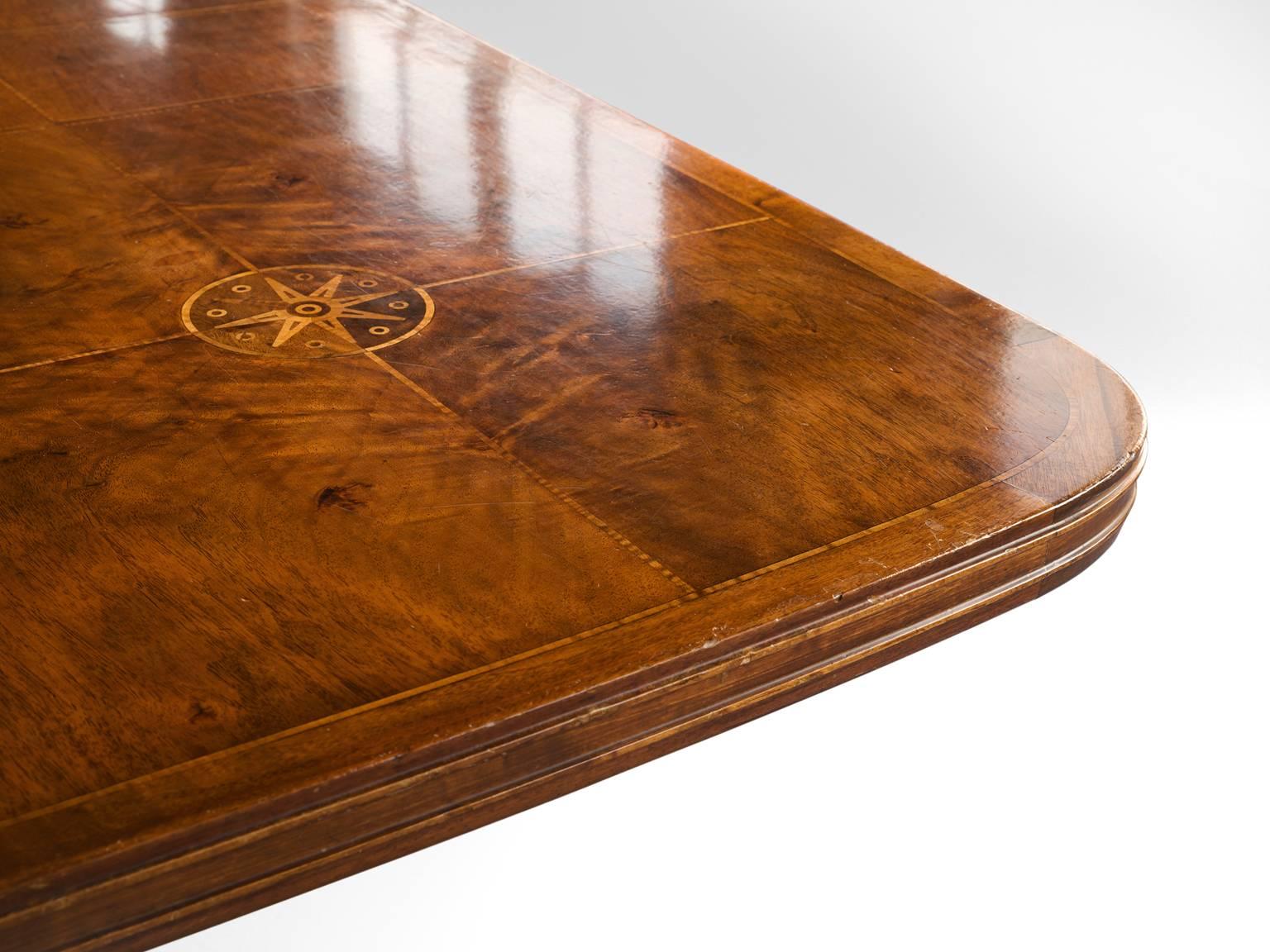 Mid-20th Century Large Conference Table in Walnut with Inlay