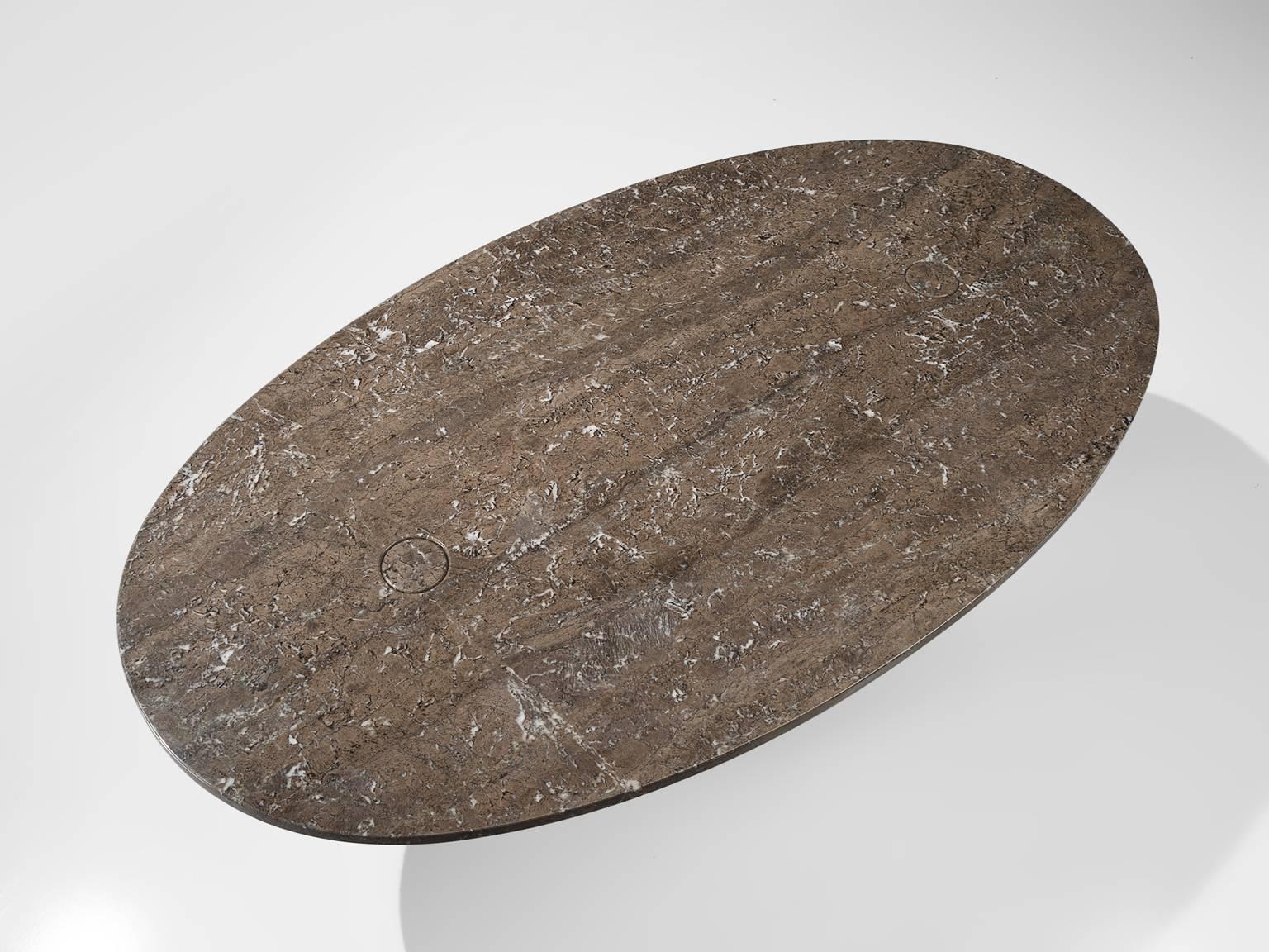 Post-Modern Angelo Mangiarotti Oval 'Eros' Marble Dining Table