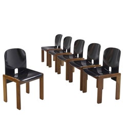 Afra and Tobia Scarpa Chairs in Black and Walnut for Cassina