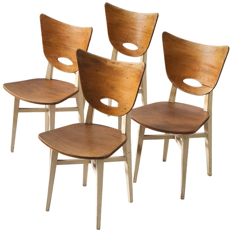 Set of Four Dining Chairs in Beech For Sale at 1stDibs