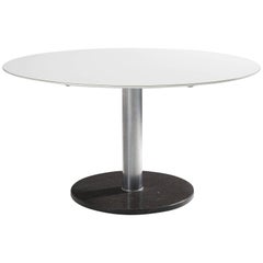 Alfred Hendrickx White Round Pedestal Dining Table with Marble