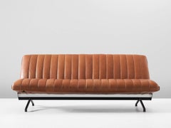 Reupholstered Osvaldo Borsani D70 Sofa in Warm Cognac Aniline Leather