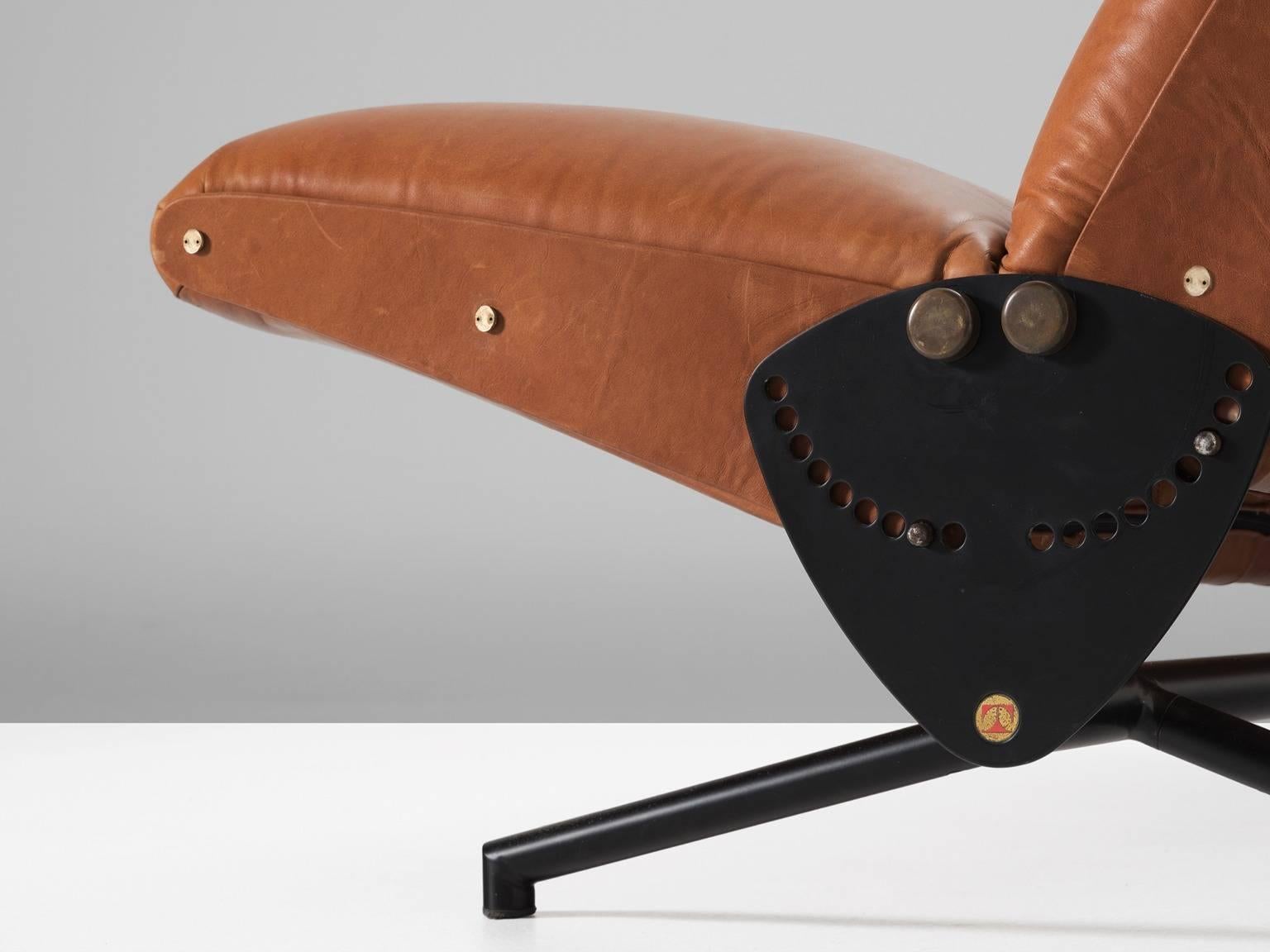 Reupholstered Osvaldo Borsani D70 Sofa in Warm Cognac Aniline Leather 2