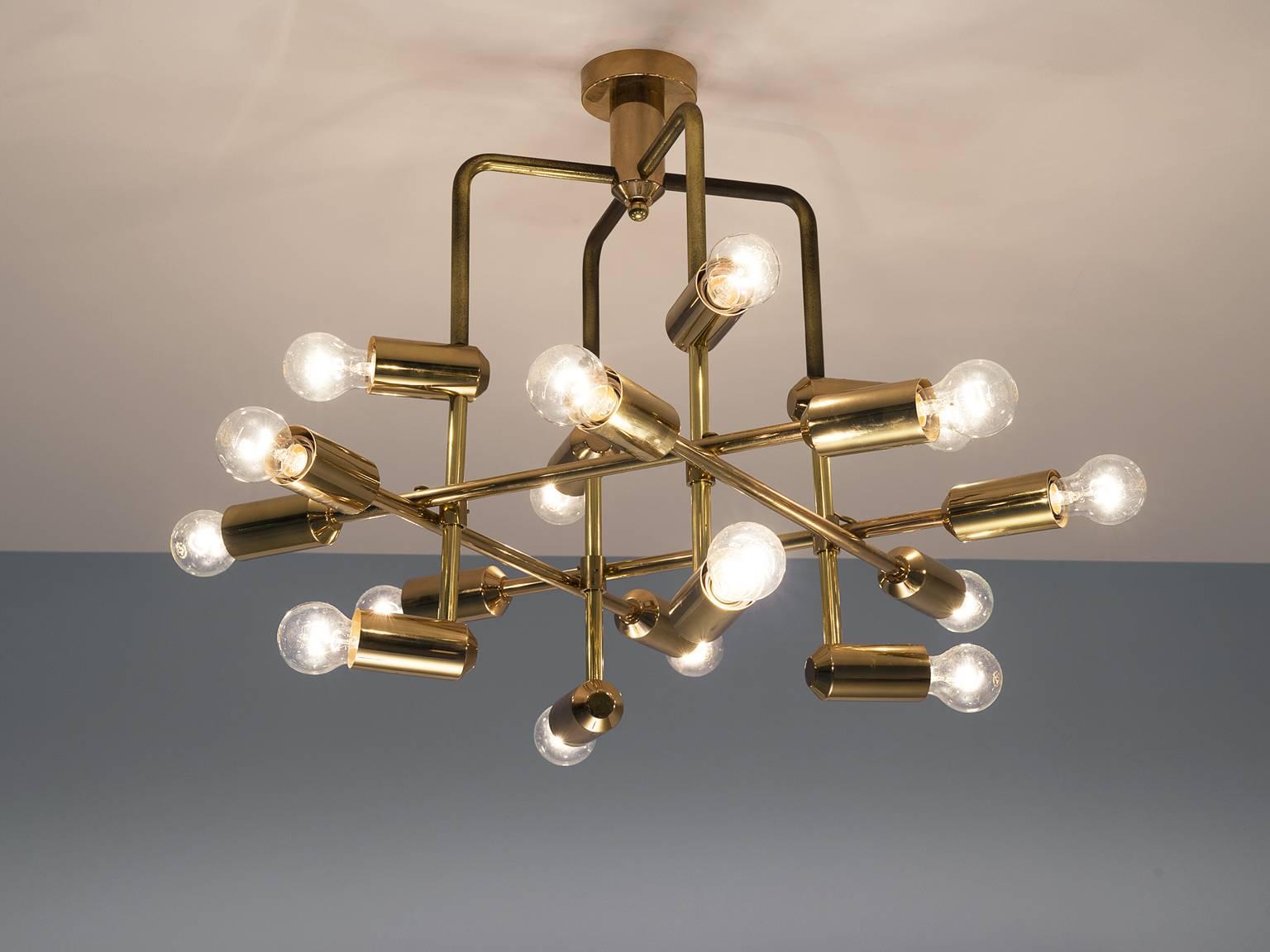 European Swiss Chandelier in Brass, 1960s