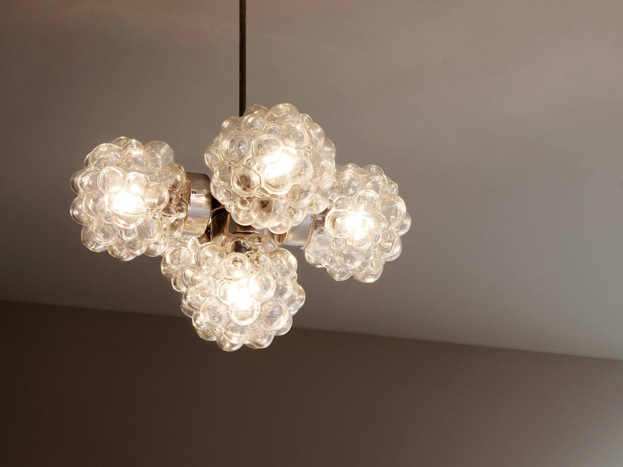 Finnish Three Chandeliers with Structured Glass by H. Tynell