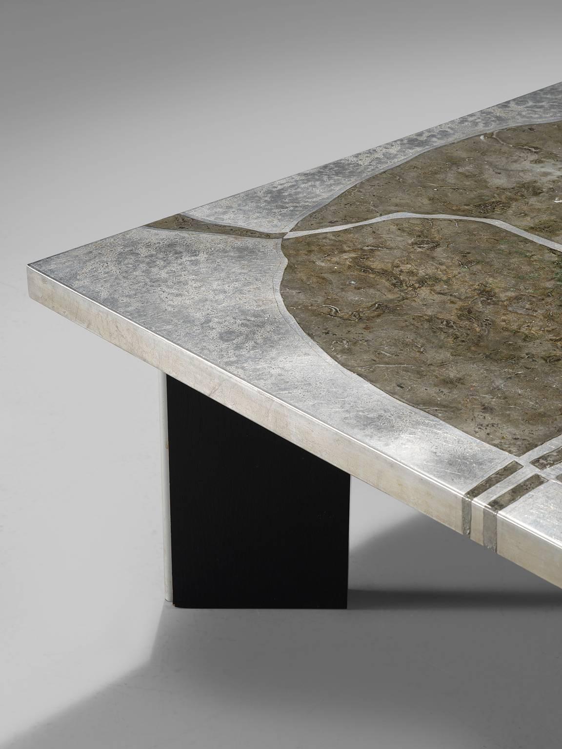 Late 20th Century Metal and Stone Coffee Table, circa 1970