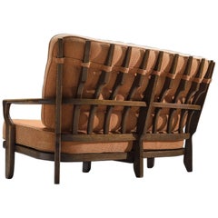 Guillerme & Chambron Carved Solid Oak Settee