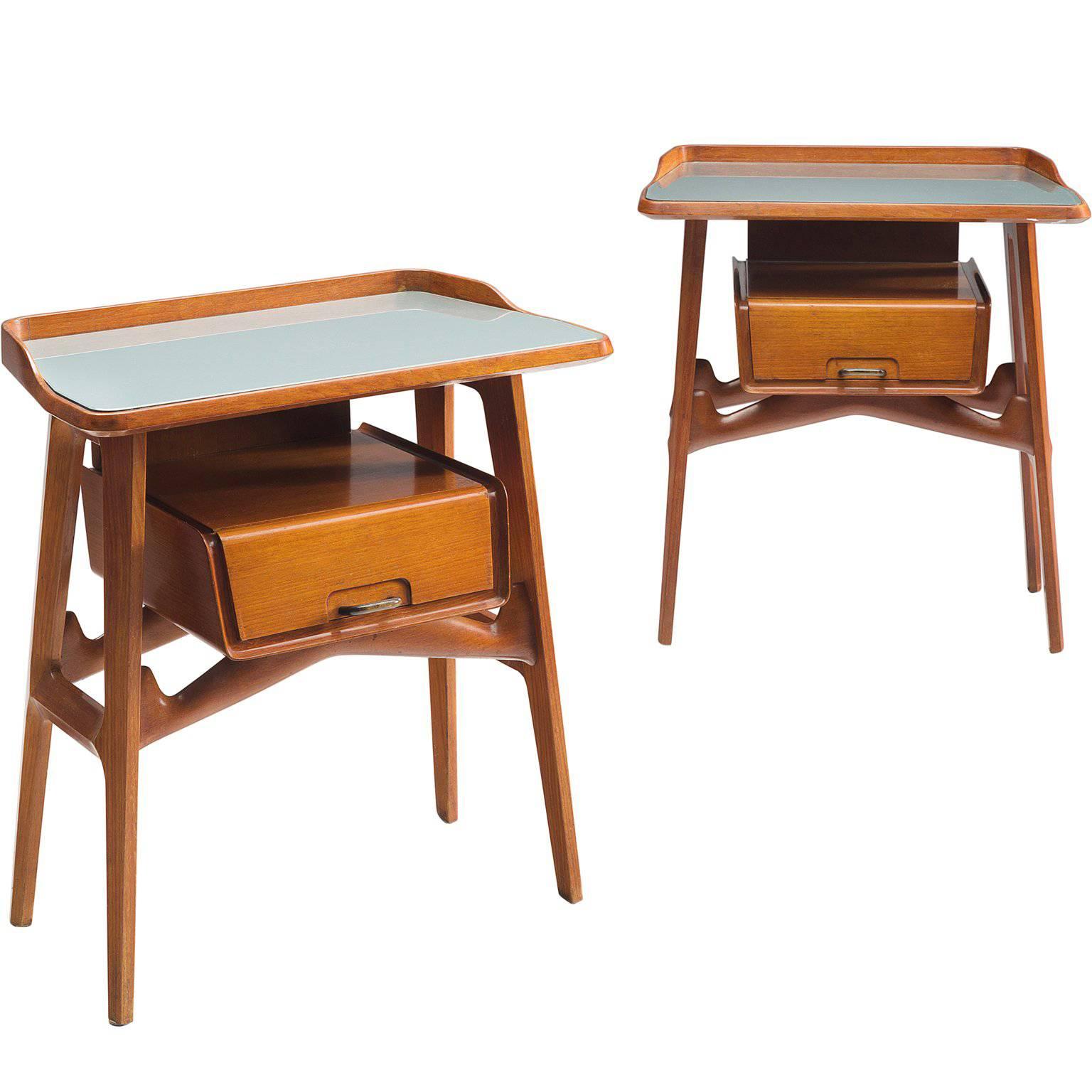 Italian Cabinetmaker Pair of Nightstands, circa 1950