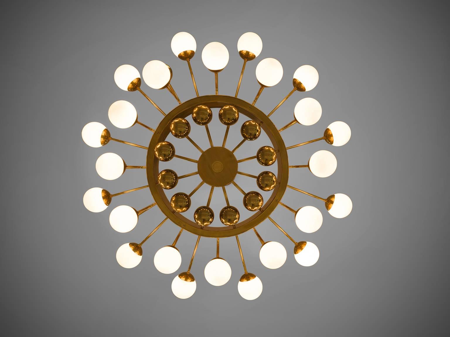 Mid-20th Century Large Brass Sputnik Chandelier