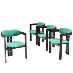 Augusto Savini Suede and Rosewood 'Pamplona' Chairs