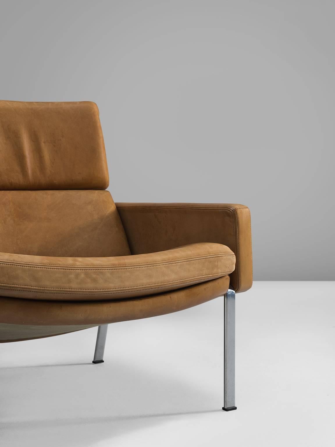 Steel Jørgen Kastholm for Alfred Kill Cognac Sofa