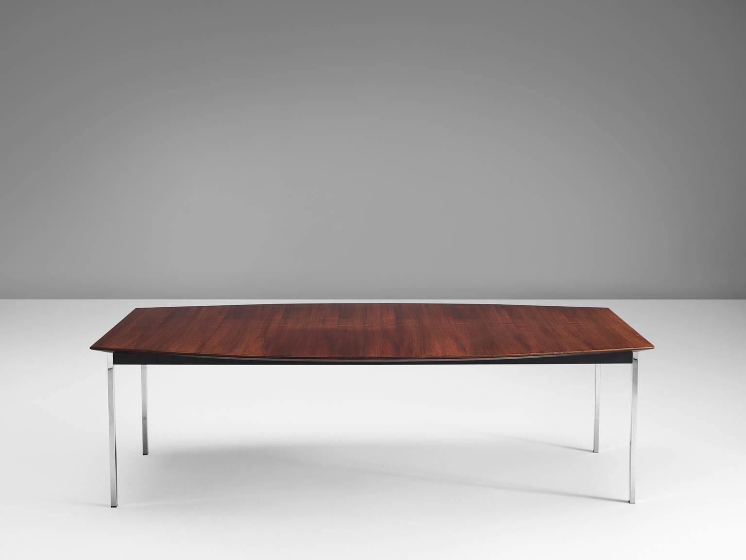 Belgian Alfred Hendricks Boat Shaped Rosewood Dining Table